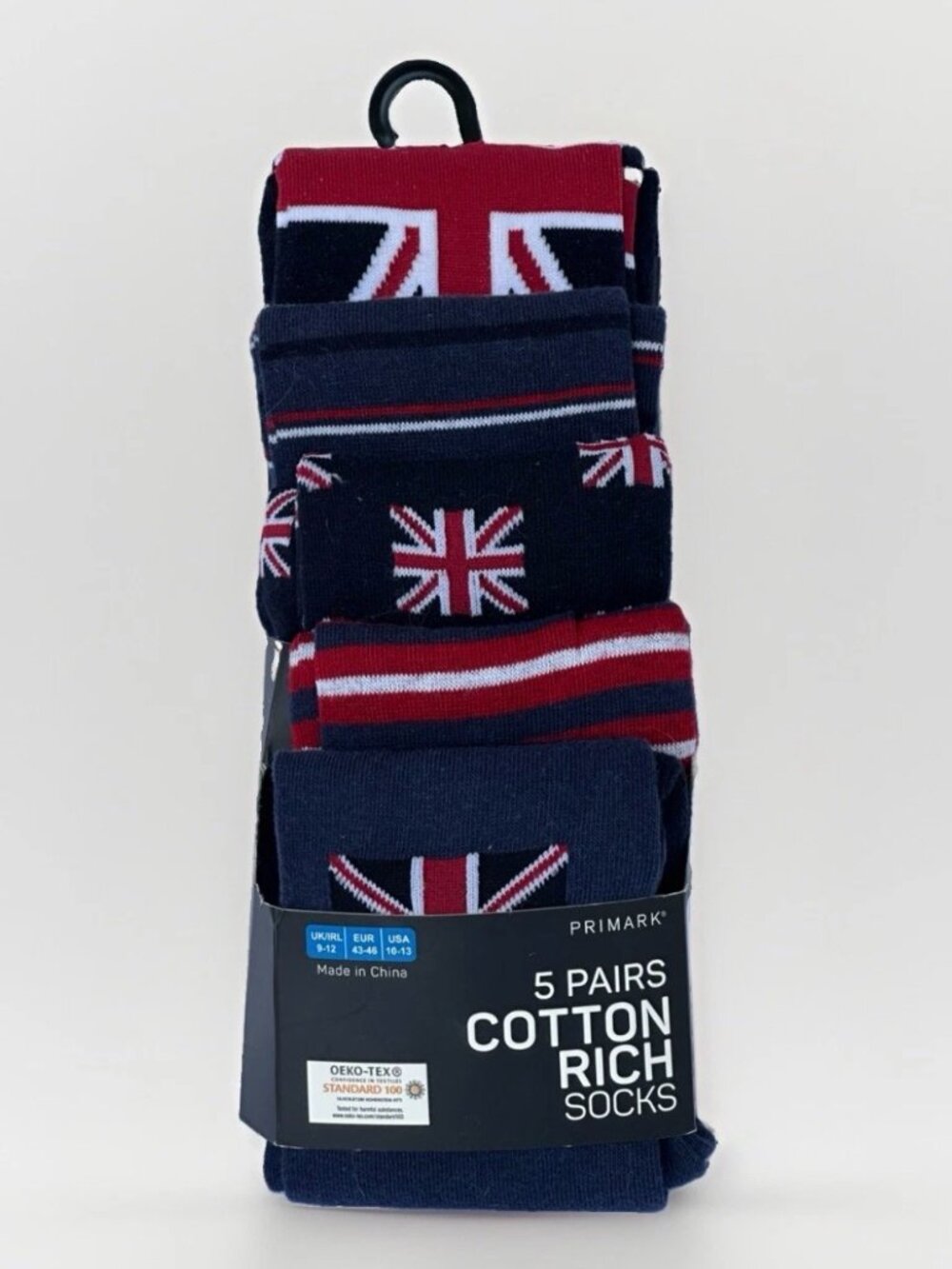 🇬🇧🧦 NEW Primark Mens Union Jack British Flag Socks 5 Pack UK 9-12 USA 10-13